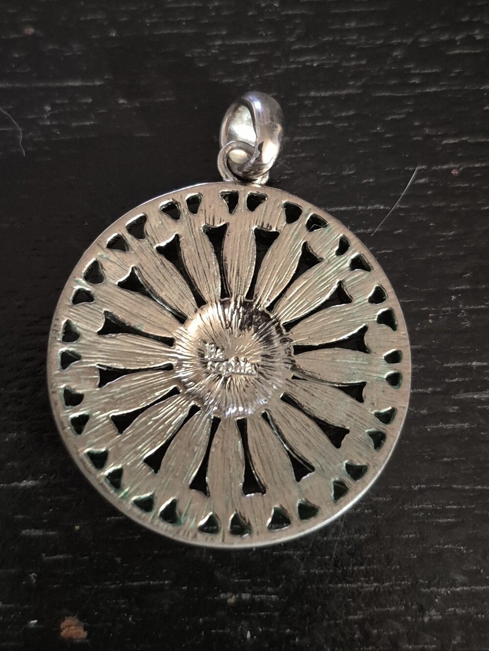 Sterling Silver Abalone Shell and Blue Crystal Pendant-Lia Sophia - Picture 2 of 7